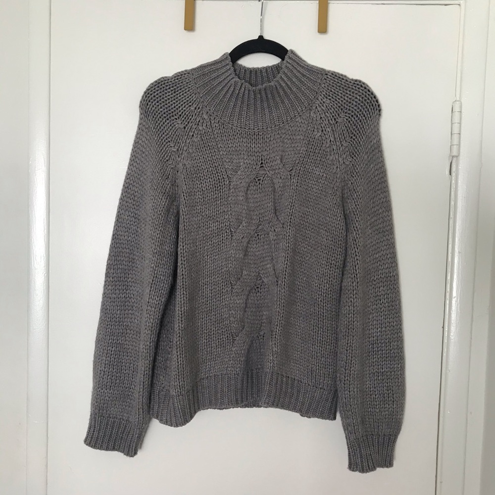 Mock Neck Cable Sweater